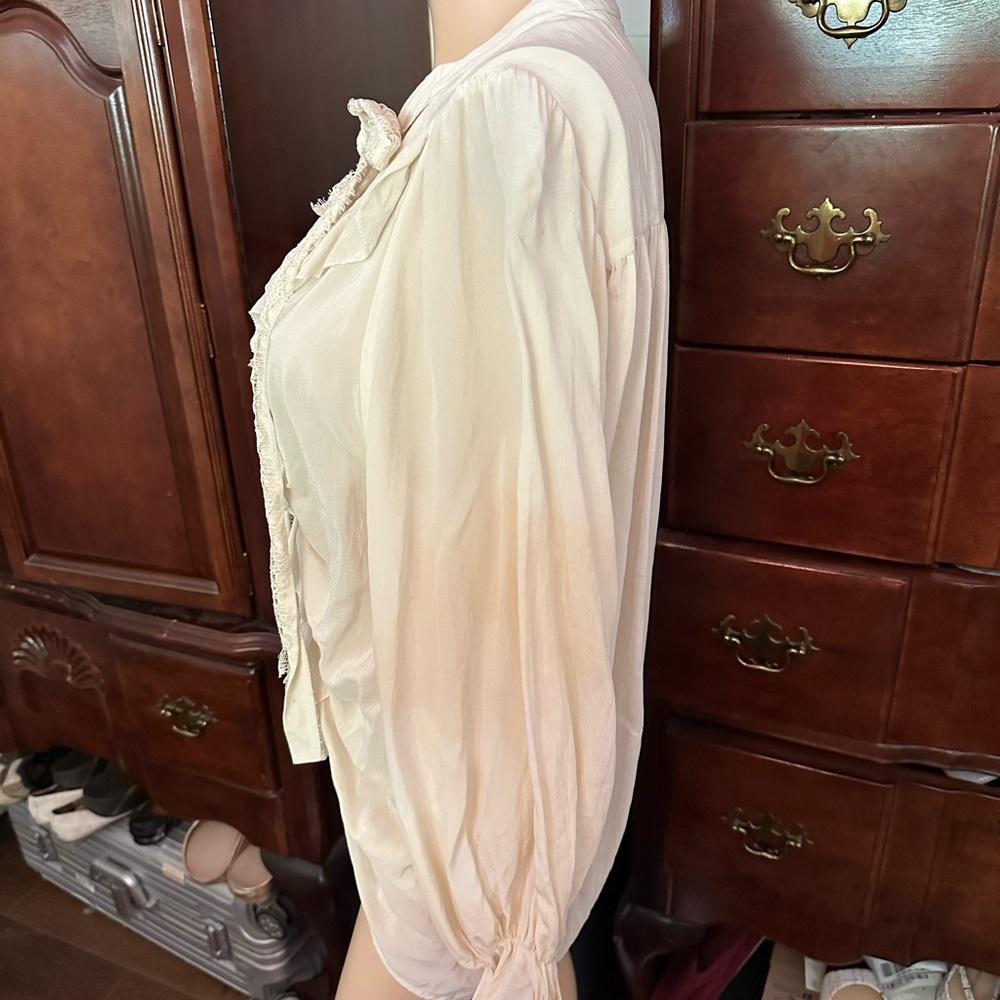 The Kooples Ivory Ruffle Tie Blouse - Picture 2 of 6